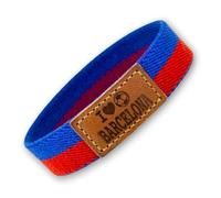 BDM Bracelet et porte-clés Barcelone Azulgrana Football | Tissu élastique avec patch en cuir « I Love Barcelona » | Tailles 16-18 cm et 18-20 cm | Pack ou individuel, Standard, N/D, N/D