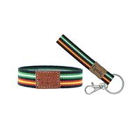 BDM Jeunesse Bracelet Original et Tissu Assorti clé avec Les Drapeaux de l'Espagne et l'Andalousie. Bague en Argent