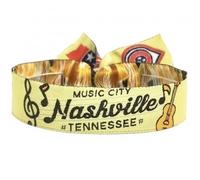 BDM Nashville Music City Bracelet en tissu élastique Tennessee Accessoire musical pour concerts et festivals Cadeau original pour les amateurs de musique