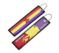 BDM Porte-clés en Tissu Nylon brodé du Drapeau républicain Espagnol, Porte-clés de la république espagnole, Homme et Femme deuxième république.
