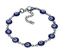 BDM Pulsera ojo turco, proteccion Mal de ojo, ojo magico Que todo lo ve de Cristal Con cadenilla Ajustable - Modelo 1