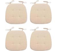 BDMFJY Galettes de Chaise en Forme de Trapèze Assise Confortable avec Attache, Coussin de Siège en Coton et Lin, Intérieure Extérieure, 41 (arrière) 35 (derrière) x 43,Beige,43x41cm(4 Pcs)
