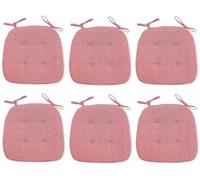 BDMFJY Galettes de Chaise en Forme de Trapèze Assise Confortable avec Attache, Coussin de Siège en Coton et Lin, Intérieure Extérieure, 41 (arrière) 35 (derrière) x 43,Rose,43x41cm(6 Pcs)