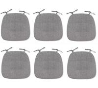 BDMFJY Galettes de Chaise en Forme de Trapèze Assise Confortable avec Attache, Coussin de Siège en Coton et Lin, Intérieure Extérieure, 41 (arrière) 35 (derrière) x 43,Gris,43x41cm(6 Pcs)
