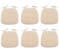 BDMFJY Galettes de Chaise en Forme de Trapèze Assise Confortable avec Attache, Coussin de Siège en Coton et Lin, Intérieure Extérieure, 41 (arrière) 35 (derrière) x 43,Beige,43x41cm(6 Pcs)