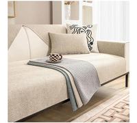 BDMFJY Housse De Canapé 3 Places avec Accoudoirs, Couverture Canape Antiderapante, Coton et Lin Housse De Coussin D'Assise Canapé d'angle, Anti-Griffes De Chat Protege Canape,Beige,90x240cm