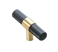 BDMRY Poignée d'armoire de cuisine, poignées d'armoires, tirettes, boutons, surface réticulée en laiton, tirette de tiroir, fini brossé or brillant, quincaillerie pour meubles Single hole