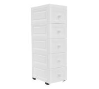 Bdneygtyr Armoire à tiroirs à 5 compartiments, blanche, étroite, moderne, avec roulettes, pour chambre à coucher, salon, salle de bain, montage facile
