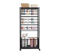 Bdneygtyr Chariot de bricolage mobile en métal 16 niveaux double face Support de rangement avec 4 roulettes et panier pour atelier, étagère de vente ou bureau (noir/blanc, 150 cm)