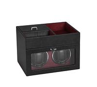 BDPRZGHGL Automatic Double Watch Winder with Quiet Motor with Extra Storage Space for Jewelry Soft Flexible Watch Pillows Premium Leather Exterior Battery Powered Or AC Adapter (Color : Black)