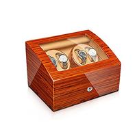 BDPRZGHGL Automatic Watch Winder Watch Display Case with Motor Flexible Watch Pillow Wood Shell Piano Finish 4 Rotation Mode Setting Fit Lady and Man Watches (Size : 2+0)