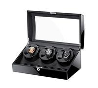 BDPRZGHGL Lustre Shaker de Montre Remontoir de Montre Automatique Affichage de Rangement Boîte de Montre Finition Piano Noir Dessus en Verre Doublure en Cuir Lustre à Moteur Silencieux