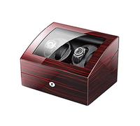 BDPRZGHGL Remontoir de Montre Automatique pour 4 Montres, 6 rangements avec clé en Bois, Peinture pour Piano, Adaptateur extérieur et alimenté par Batterie, Lustre