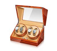 BDPRZGHGL Watch Winder for 4 Automatic Watches Luxury Mechanical Watch Storage Case Wood Shell Piano Self Winding Watch Rotator Box with Quiet Motor Dual Power Supply (Color : E)