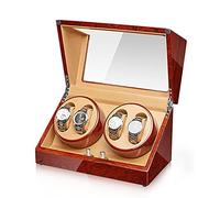 BDPRZGHGL Watch Winder for 4 Automatic Watches Luxury Mechanical Watch Storage Case Wood Shell Piano Self Winding Watch Rotator Box with Quiet Motor Dual Power Supply (Color : E)