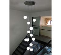 BDS Lighting Lustre Moderne en Verre 12 Boules pour Escalier Villa Duplex LED, 50x250cm Grande Taille (Taille : A)