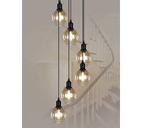 BDS lighting Lustres en spirale multi de chandelier d'escalier de boules de verre multi rétro pour la villa lustre d'escalier duplex lustre E27 LED, grande taille (taille : 6 balls)