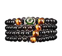 BDSHGRDH Bracelet de couple en obsidienne naturelle, agate œil arc-en-ciel, perles Dzi, pierre de lune, jade noir 6 mm