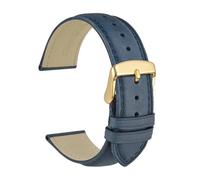 BDSHGRDH bracelet de montre, Bracelet de montre en cuir veau souple avec boucle dorée(Navy BlueGold,22mm)
