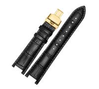 BDSHGRDH Bracelet en cuir de vachette, concave, en cuir de veau, boucle papillon, Compatible(Black gold,21x15mm)