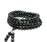 BDSHGRDH Bracelet en obsidienne noire arc-en-ciel naturelle, 108 perles extensibles, 8 mm, style chapelet Bouddha