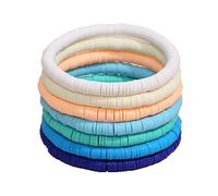 BDSHGRDH bracelets à perles, Bracelet empilable Surfeur en argile colorée, sourire joyeux, œil protecteur, style bohème, perles dorées multicolores, bijou extensible(Black)