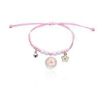 BDSHGRDH bracelets à perles, Bracelet tressé fait main, ajustable, orné de perles rondes en verre et fleurs séchées pressées(Pink)