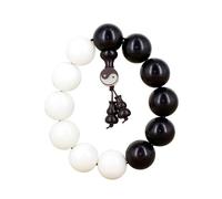 BDSHGRDH bracelets à perles, Cordes Taiji Bagua Perles Dao à un seul cercle Bouddha mixtes Bracelet en jade et ébène Bodhi Yin Yang(15mm)