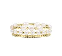 BDSHGRDH bracelets à perles, Ensemble de perles extensibles empilables plaquées or for adolescentes