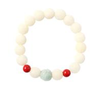 BDSHGRDH bracelets à perles, Perles de Bouddha Bodhi en jade blanc, racine lotus, for hommes et femmes, avec un bracelet à anneau unique, A