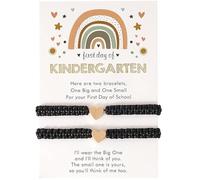 BDSHGRDH bracelets à perles, Premier jour d'école, rentrée scolaire, préscolaire, cœur assorti, souhait ajustable(Black)