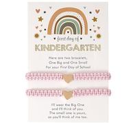 BDSHGRDH bracelets à perles, Premier jour d'école, rentrée scolaire, préscolaire, cœur assorti, souhait ajustable(Pink)