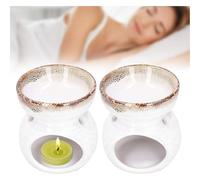 BDSHGRDH Brûleur d'encens, Lot de 2 diffuseurs d'huiles essentielles, brûleur en céramique, Lampe à Parfum, Four d'aromathérapie décoratif(Wit)