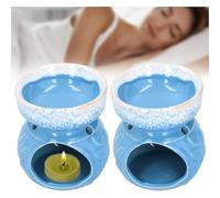 BDSHGRDH Brûleur d'encens, Lot de 2 diffuseurs d'huiles essentielles, brûleur en céramique, Lampe à Parfum, Four d'aromathérapie décoratif(Blu)