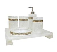 BDSHGRDH Ensemble d'accessoires de Salle de Bain, Distributeur de Savon à Pompe Style européen, Tasse Salle Bain, kit gobelet brossage, Ensemble Lavage Cinq pièces, Accessoires