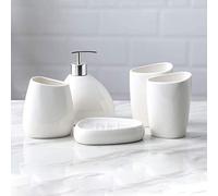 BDSHGRDH Ensemble d'accessoires de Salle de Bain, Ensemble de Salle Bain Cinq pièces Lavage Simple en céramique Quatre Fournitures gobelets