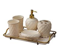 BDSHGRDH Ensemble d'accessoires de Salle de Bain, Ensemble de Salle Bain en céramique Cinq pièces, Ensemble gobelets Toilette, Fournitures
