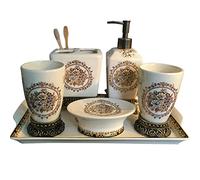 BDSHGRDH Ensemble d'accessoires de Salle de Bain, Ensemble de Salle Bain en céramique Style européen, Cinq pièces, gobelet à Brosse Dents, Porte-Brosse, kit Lavage