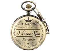 BDSHGRDH Montre de Poche à Quartz gravée rétro, chaîne épaisse, adaptée au Pendentif de Montre de Poche for Hommes et Femmes(Cyan)
