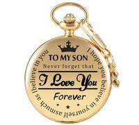 BDSHGRDH Montre de Poche à Quartz gravée rétro, chaîne épaisse, adaptée au Pendentif de Montre de Poche for Hommes et Femmes(Gold)