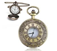 BDSHGRDH Montre de Poche， Chiffres Romains de Style Antique avec chaîne Amovible, Pendentif Montre Steampunk d'inspiration Vintage for Homme, Cadeau for Anniversaires, Noël, fête des pères(Bronze)