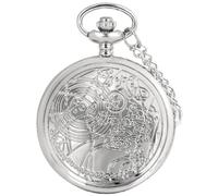 BDSHGRDH Montre de Poche， Grande Montre de Poche à Quartz Vintage, Pendentif Collier, for Hommes, Saint-Valentin(Silver)