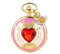 BDSHGRDH Montre de Poche， Montre de Poche for Filles, Pierre cœur dorée + Petits Accessoires, Montre avec chaîne, Usage Quotidien for la Saint-Valentin