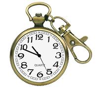 BDSHGRDH Montre de Poche， Montre de Poche Minimaliste Ultra Mince Visage Ouvert avec Boucle à clé Unisexe Portable(Gold)