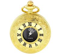 BDSHGRDH Montre de Poche， Montre de Poche Steampunk à Quartz avec Chiffres Romains Vintage chaîne for Hommes, Cadeaux d'anniversaire et noël(Black)