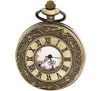 BDSHGRDH Montre de Poche， Montre de Poche Steampunk à Quartz avec Chiffres Romains Vintage chaîne for Hommes, Cadeaux d'anniversaire et noël(White)