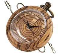BDSHGRDH Montre de Poche， Montres de Poche Antiques en Bois Bambou Faites à la Main, Vintage, avec chaîne, Pendentif et boîte Cadeau for Hommes(Brown)