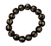 BDSHGRDH obsidienne, Bracelet en obsidienne naturelle Om Mani Padme Hum - Perles