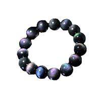BDSHGRDH obsidienne, Bracelet jonc en cristal naturel véritable obsidienne glacée, motif renard aux yeux arc-en-ciel, for femmes et hommes
