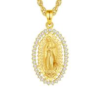 BDSHGRDH pendentifs pour Femmes, 18K Gold Plated Sterling Silver Virgen de Guadalupe Virgin Mary Necklace for Women,Our Lady of Guadalupe Miraculous Medal Blessed Mother